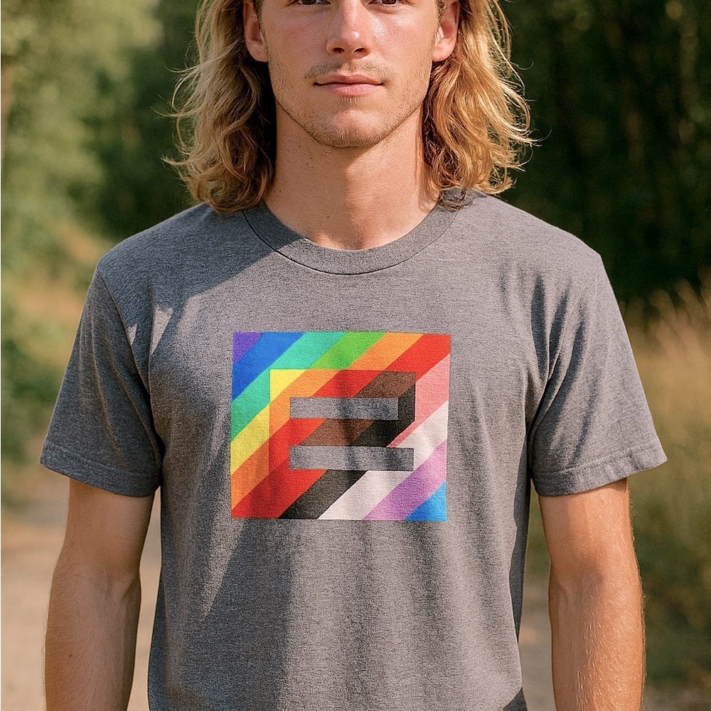 Rainbow Equality Tee in Charcoal Gray Colorful Short Sleeve New